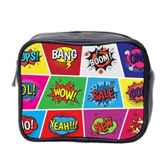 Pop Art Comic Vector Speech Cartoon Bubbles Popart Style With Humor Text Boom Bang Bubbling Expressi Mini Toiletries Bag (two Sides) by Hannah976