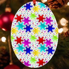 Snowflake Pattern Repeated Uv Print Acrylic Ornament Oval by Hannah976