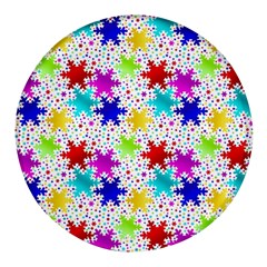 Snowflake Pattern Repeated Round Glass Fridge Magnet (4 Pack) by Hannah976