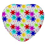 Snowflake Pattern Repeated Heart Glass Fridge Magnet (4 pack) Front