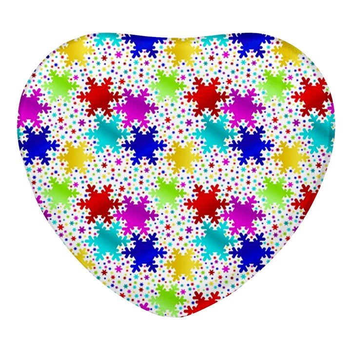 Snowflake Pattern Repeated Heart Glass Fridge Magnet (4 pack)