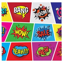 Pop Art Comic Vector Speech Cartoon Bubbles Popart Style With Humor Text Boom Bang Bubbling Expressi Wooden Puzzle Square by Hannah976