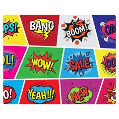 Pop Art Comic Vector Speech Cartoon Bubbles Popart Style With Humor Text Boom Bang Bubbling Expressi Premium Plush Fleece Blanket (medium) by Hannah976