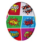 Pop Art Comic Vector Speech Cartoon Bubbles Popart Style With Humor Text Boom Bang Bubbling Expressi Oval Glass Fridge Magnet (4 pack) Front