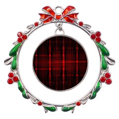 Black And Red Backgrounds Metal X mas Wreath Ribbon Ornament