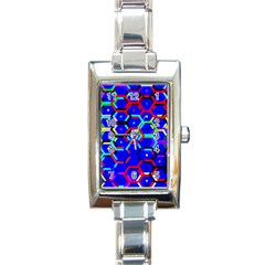 Blue Bee Hive Pattern Rectangle Italian Charm Watch by Hannah976