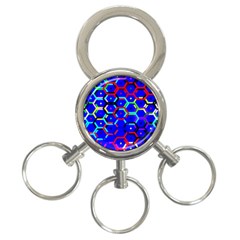 Blue Bee Hive Pattern 3-ring Key Chain by Hannah976