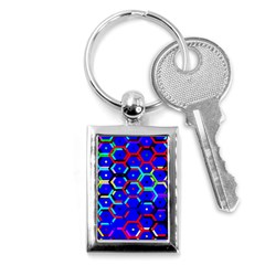 Blue Bee Hive Pattern Key Chain (rectangle) by Hannah976