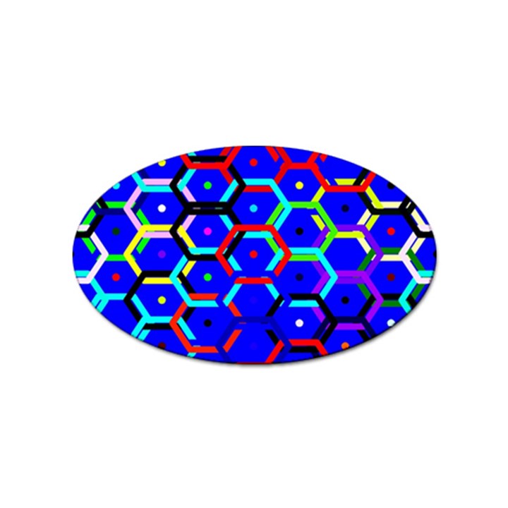 Blue Bee Hive Pattern Sticker (Oval)