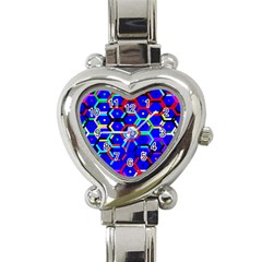 Blue Bee Hive Pattern Heart Italian Charm Watch by Hannah976