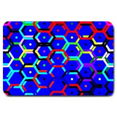 Blue Bee Hive Pattern Large Doormat by Hannah976