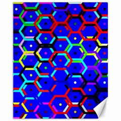 Blue Bee Hive Pattern Canvas 11  X 14  by Hannah976