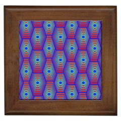 Red Blue Bee Hive Pattern Framed Tile by Hannah976