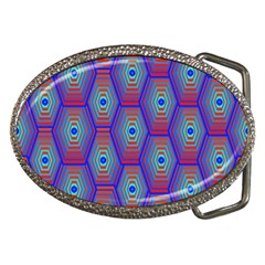 Red Blue Bee Hive Pattern Belt Buckles by Hannah976