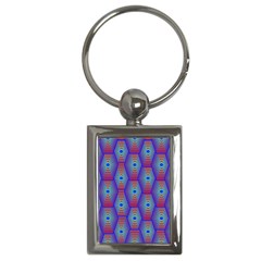 Red Blue Bee Hive Pattern Key Chain (rectangle) by Hannah976