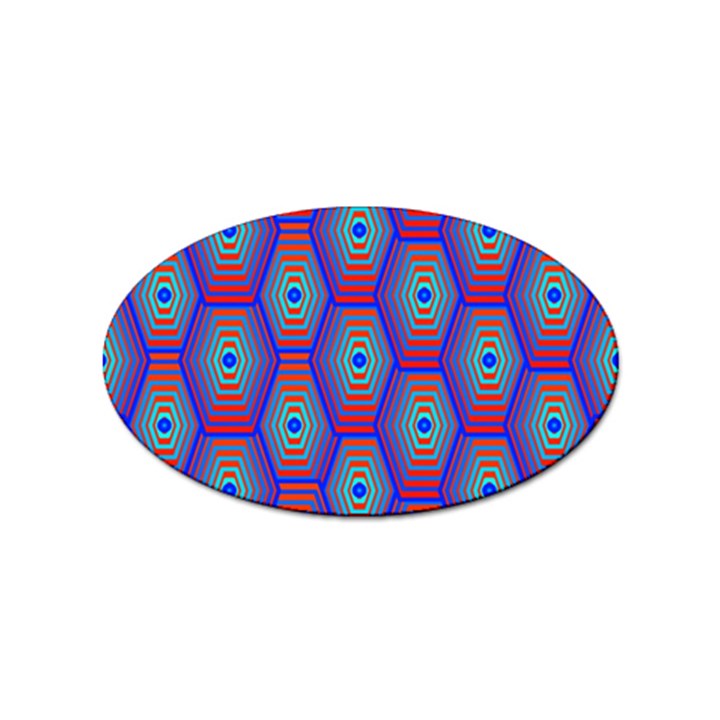 Red Blue Bee Hive Pattern Sticker Oval (10 pack)