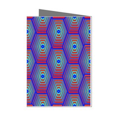 Red Blue Bee Hive Pattern Mini Greeting Cards (pkg Of 8) by Hannah976