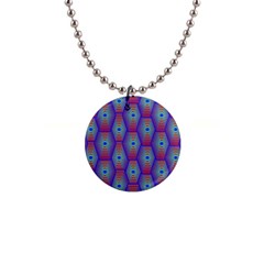 Red Blue Bee Hive Pattern 1  Button Necklace by Hannah976