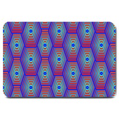 Red Blue Bee Hive Pattern Large Doormat by Hannah976