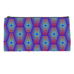 Red Blue Bee Hive Pattern Pencil Case by Hannah976