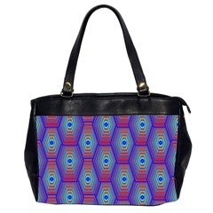 Red Blue Bee Hive Pattern Oversize Office Handbag (2 Sides) by Hannah976