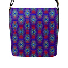 Red Blue Bee Hive Pattern Flap Closure Messenger Bag (l) by Hannah976