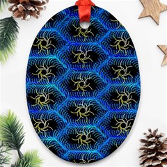 Blue Bee Hive Pattern Ornament (oval) by Hannah976