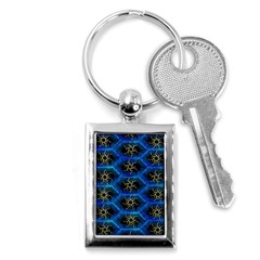 Blue Bee Hive Pattern Key Chain (rectangle) by Hannah976