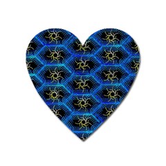 Blue Bee Hive Pattern Heart Magnet by Hannah976