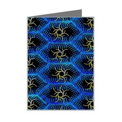 Blue Bee Hive Pattern Mini Greeting Card by Hannah976