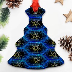 Blue Bee Hive Pattern Christmas Tree Ornament (two Sides) by Hannah976