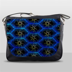 Blue Bee Hive Pattern Messenger Bag by Hannah976