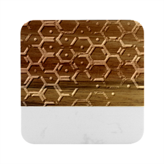 Blue Bee Hive Pattern Marble Wood Coaster (square) by Hannah976