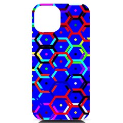 Blue Bee Hive Pattern Iphone 14 Black Uv Print Case by Hannah976