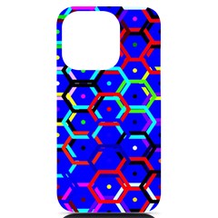 Blue Bee Hive Pattern Iphone 14 Pro Black Uv Print Case by Hannah976