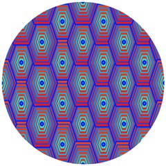 Red Blue Bee Hive Pattern Wooden Puzzle Round by Hannah976