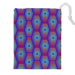 Red Blue Bee Hive Pattern Drawstring Pouch (4xl) by Hannah976