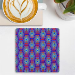 Red Blue Bee Hive Pattern Uv Print Square Tile Coaster  by Hannah976