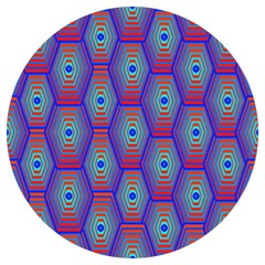 Red Blue Bee Hive Pattern Round Trivet by Hannah976