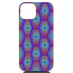 Red Blue Bee Hive Pattern Iphone 14 Black Uv Print Case by Hannah976