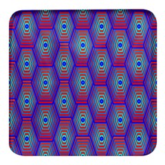 Red Blue Bee Hive Pattern Square Glass Fridge Magnet (4 Pack) by Hannah976