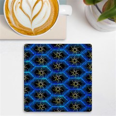 Blue Bee Hive Pattern Uv Print Square Tile Coaster  by Hannah976