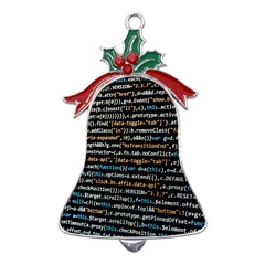 Close Up Code Coding Computer Metal Holly Leaf Bell Ornament by Hannah976