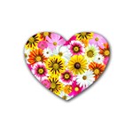 Flowers Blossom Bloom Nature Plant Rubber Heart Coaster (4 pack) Front