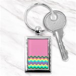 Easter Chevron Pattern Stripes Key Chain (Rectangle) Front