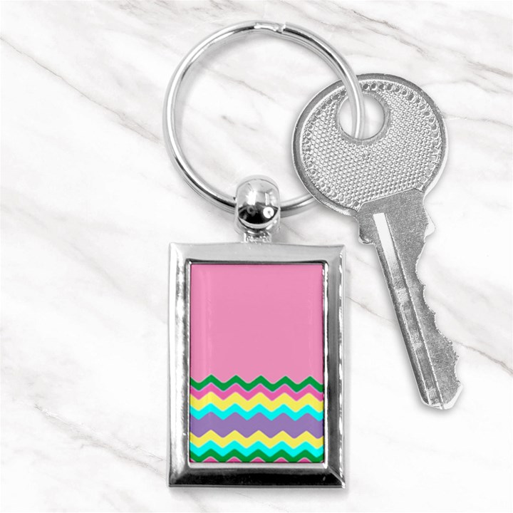 Easter Chevron Pattern Stripes Key Chain (Rectangle)