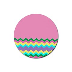 Easter Chevron Pattern Stripes Rubber Coaster (round) by Hannah976