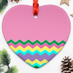 Easter Chevron Pattern Stripes Heart Ornament (two Sides) by Hannah976