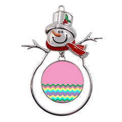 Easter Chevron Pattern Stripes Metal Snowman Ornament by Hannah976