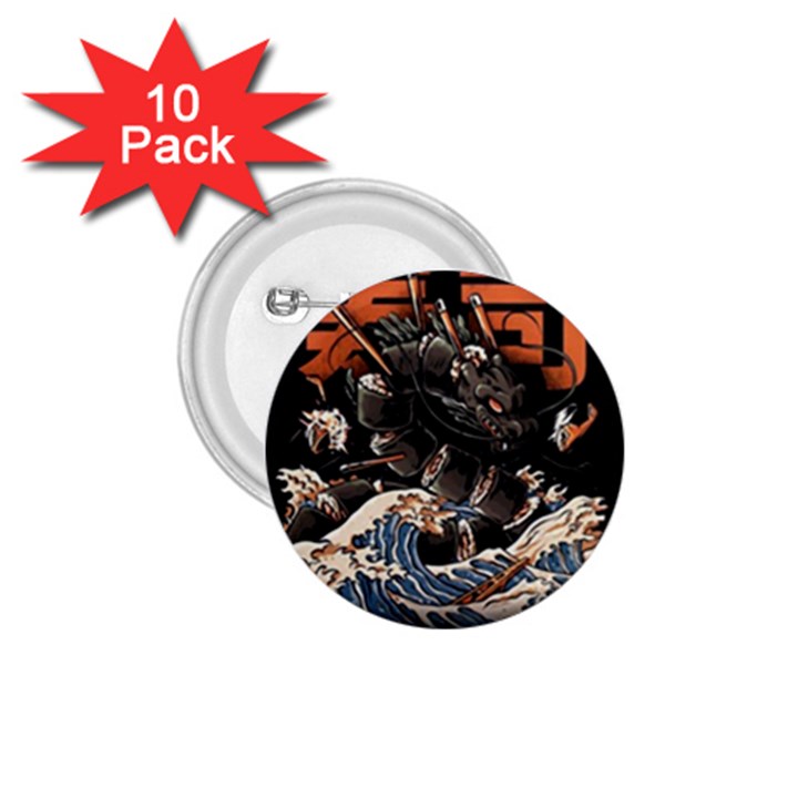 Sushi Dragon Japanese 1.75  Buttons (10 pack)